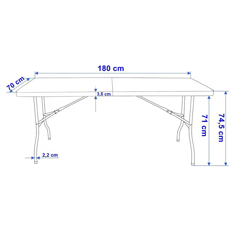 6ft indoor & Outdoor white color Plastic HDPE Folding Table