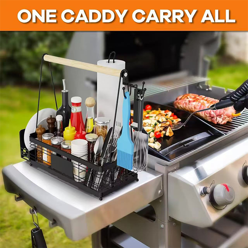 Outdoor Kitchen Accessory Organizer picnic BBQ With Condiment Utensil Storage Rack