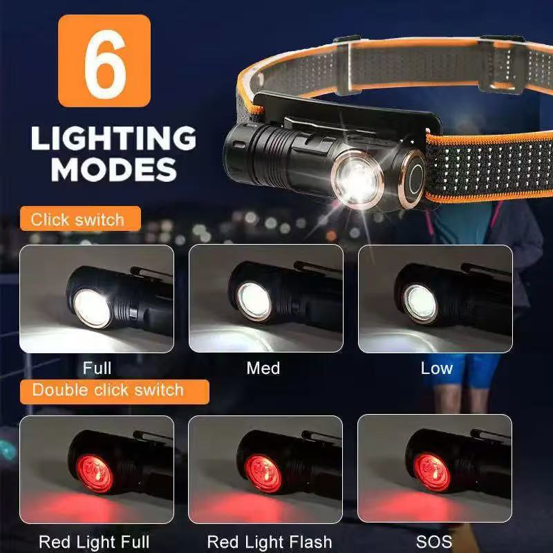Customized USB Rechargeable Camping 6 modes LED Waterproof Headlamp Customized USB Rechargeable Camping 6 modes LED Waterproof Headlamp