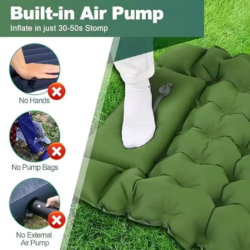 Hiking Foldable Nylon TPU Inflatable Air Mattress Sleeping Mat Waterproof Camping Bed
