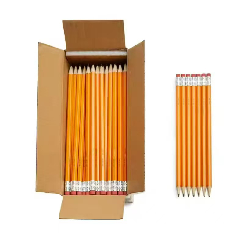 HB Yellow log Pencils With Eraser for Office and Student Writing 