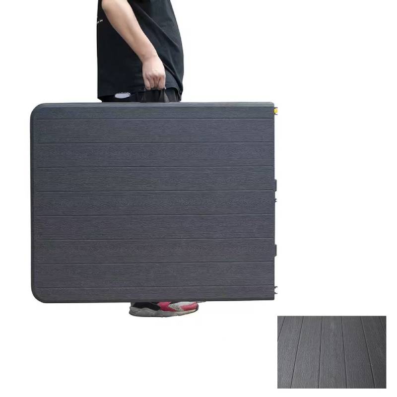 6ft Wooden Grain Folding Table with HDPE Plastic