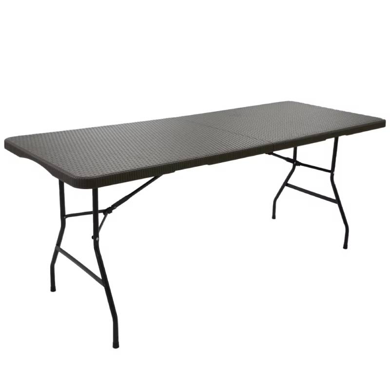6ft Rattan Design Folding Table with HDPE Plastic