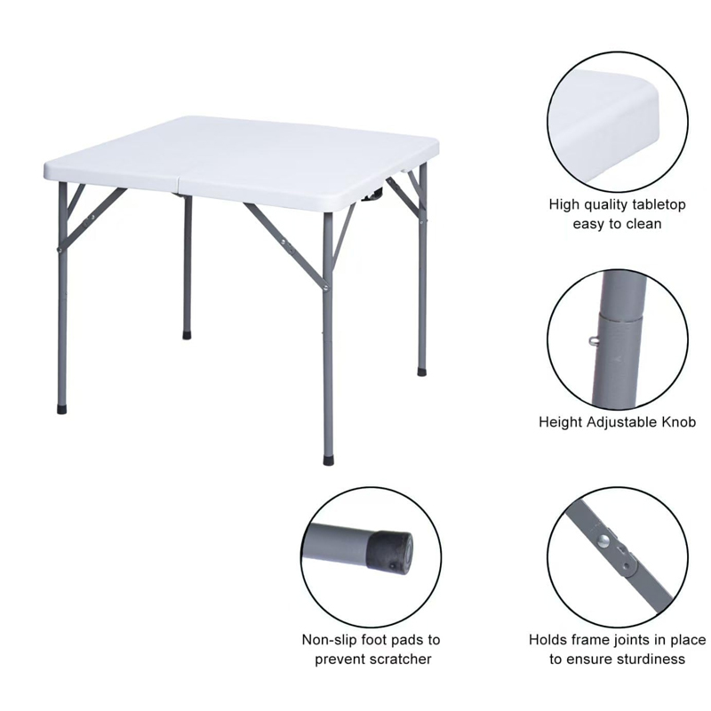 34" Square Folding Table with HDPE Plastic for Indoor & Outdoor Use 34" Square Folding Table with HDPE Plastic for Indoor & Outdoor Use