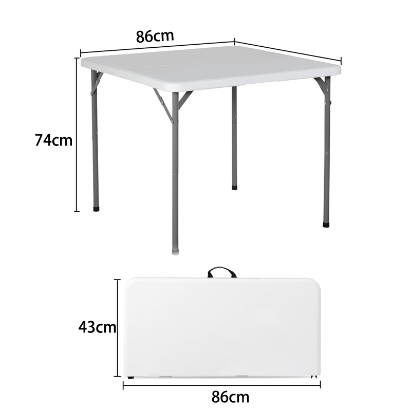 34" Square Folding Table  with HDPE Plastic for Indoor & Outdoor Use