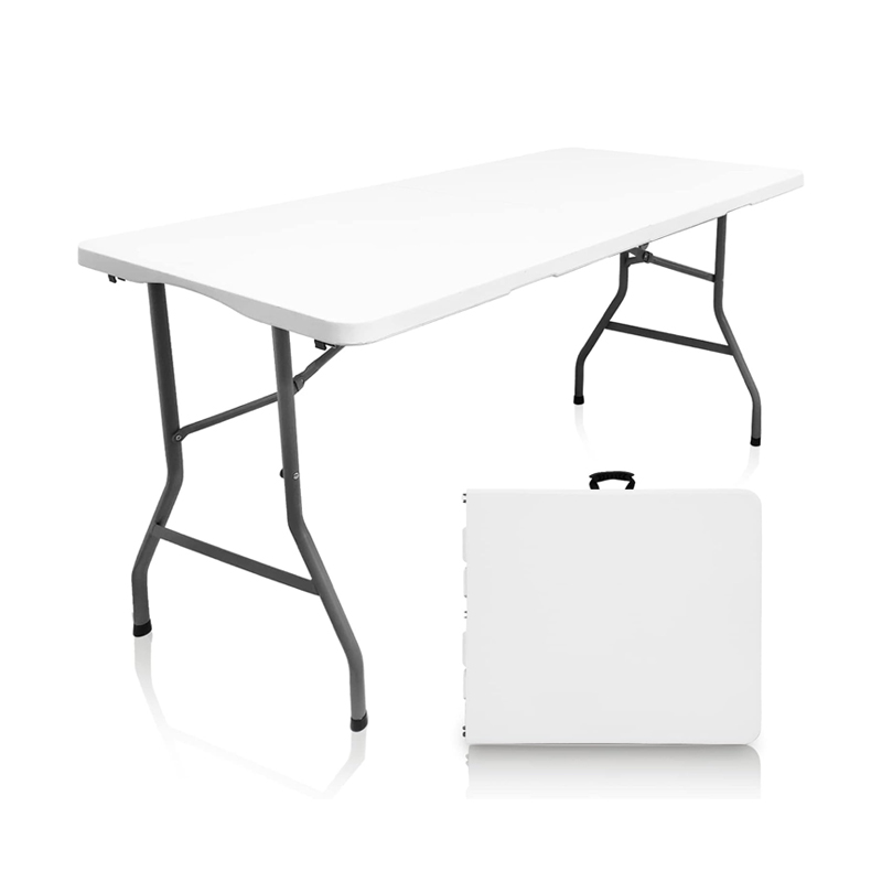 5 Foot Folding Table with Carrying Handle - Portable Plastic Fold in Half