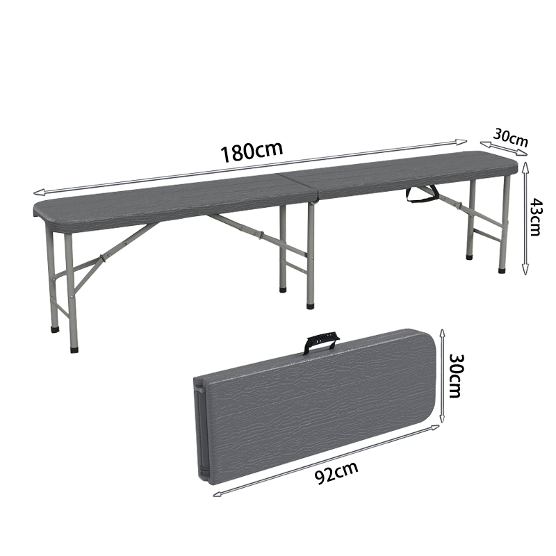 6 Feet Wooden Grain Plastic Folding Bench for Camping 