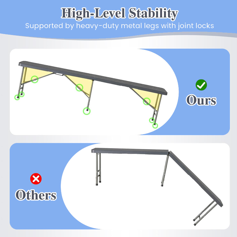 6 Feet Wooden Grain Plastic Folding Bench for Camping 