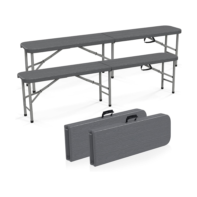 6 Feet Wooden Grain Plastic Folding Bench for Camping 