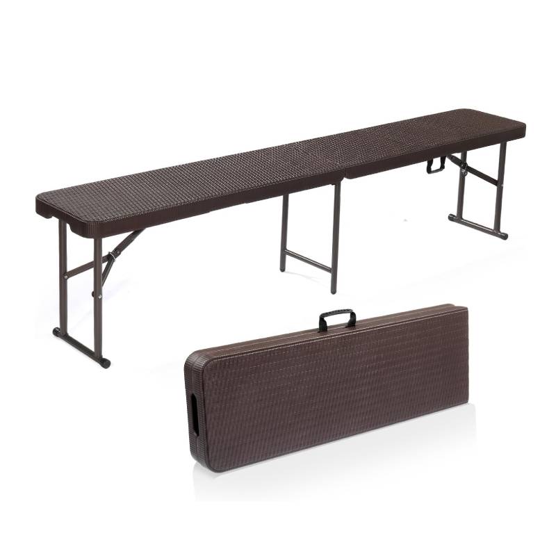 6 Feet Rattan Design Plastic Folding Bench for Camping 