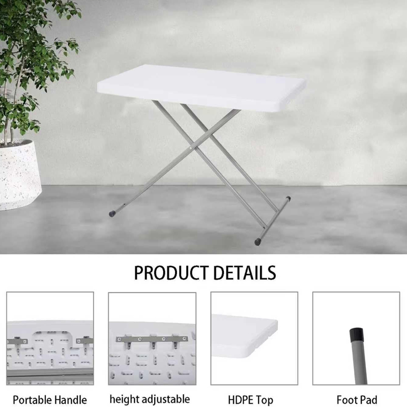 Adjustable Folding Table – 30" x 20" Foldable Desk for Camping