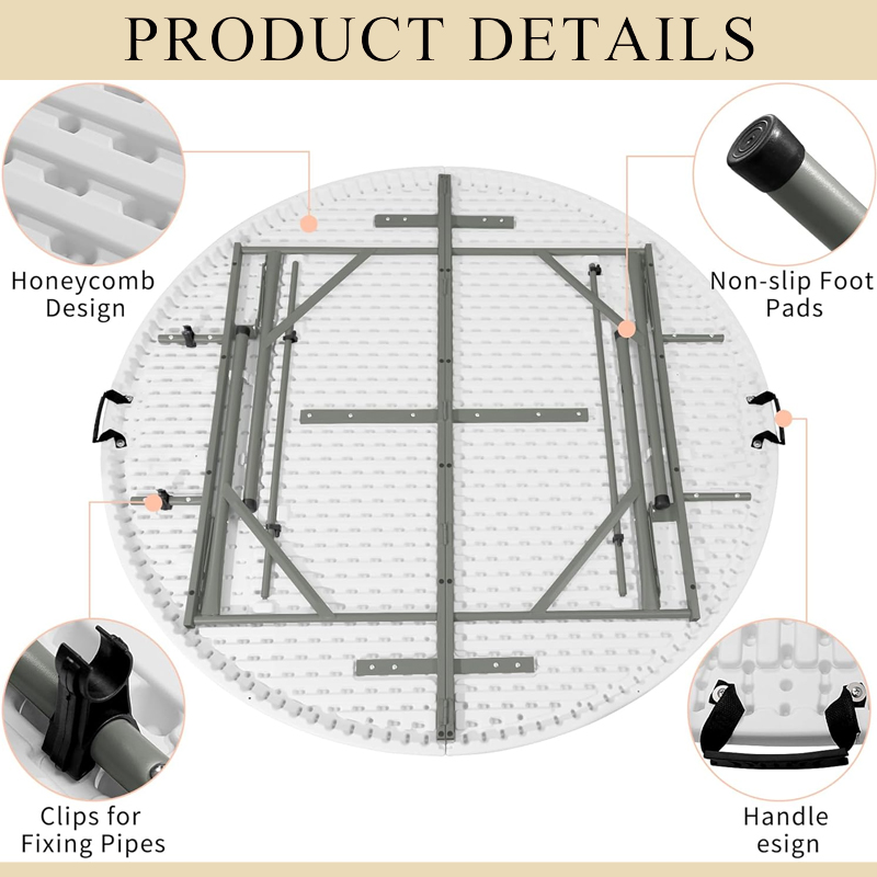 5ft Indoor Outdoor Portable Plastic Table for Camping Dining Event