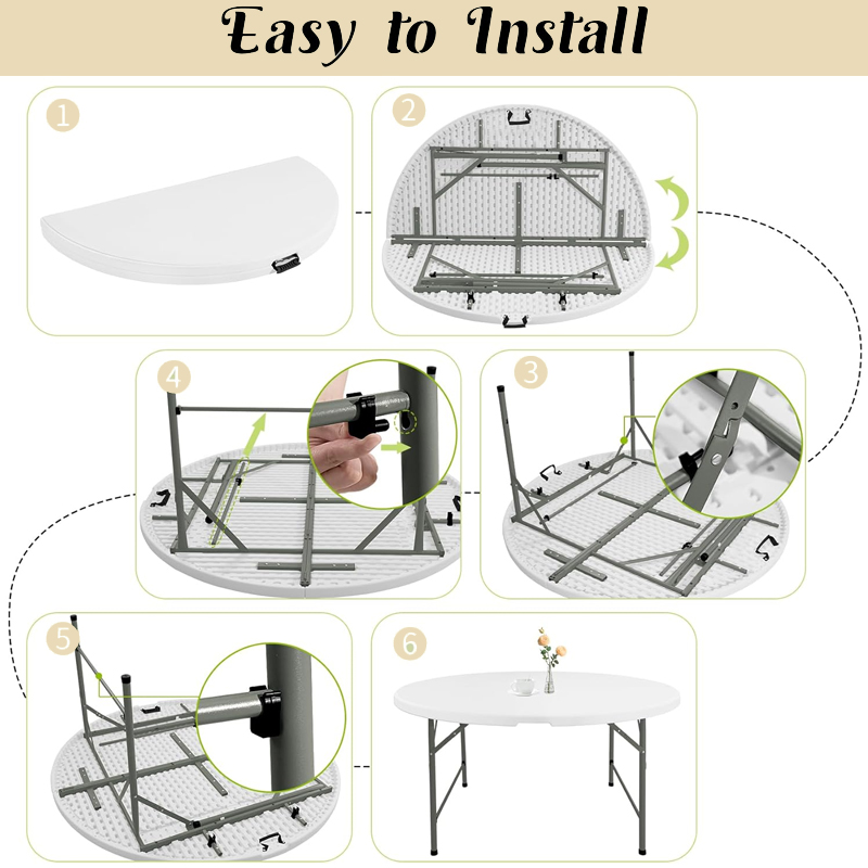 5ft Indoor Outdoor Portable Plastic Table for Camping Dining Event