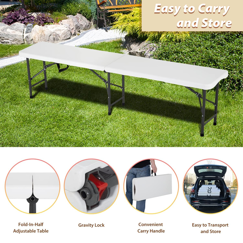 6 Feet White Color Design Plastic Folding Bench for Camping 