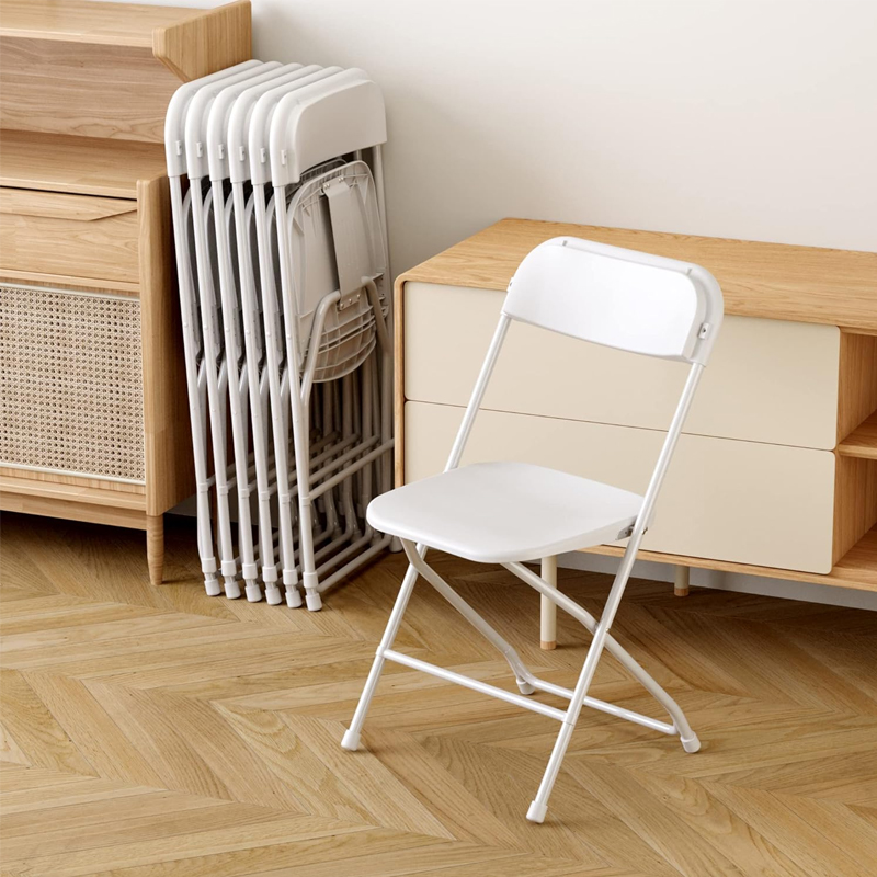 Plastic Folding Chair with Steel Frame for Home Office Wedding Party 