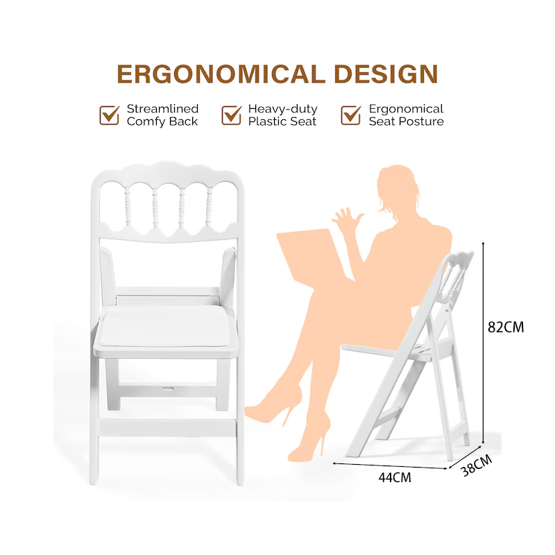 White Residential Standard Plastic Folding Chair for Indoor or Outdoor White Residential Standard Plastic Folding Chair for Indoor or Outdoor