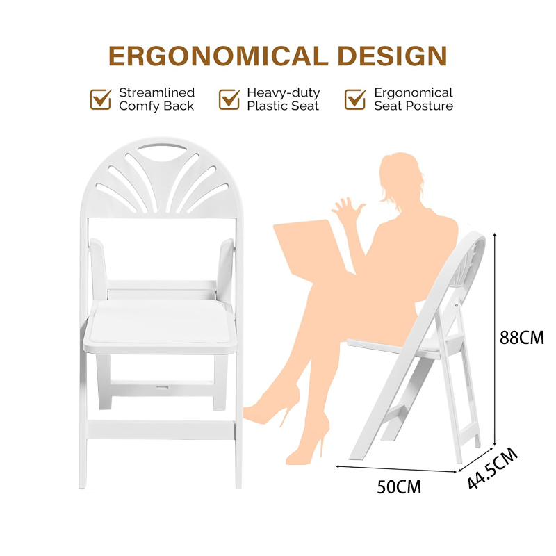 White Resin Plastic Folding Chair with Padding Seat for Event Party Indoor Outdoor