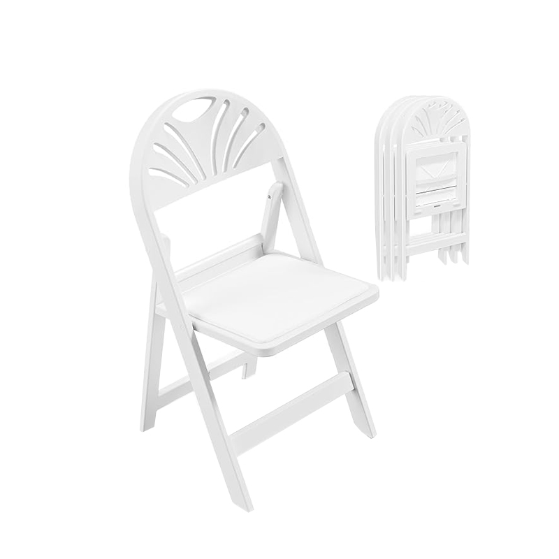 White Resin Plastic Folding Chair with Padding Seat for Event Party Indoor Outdoor