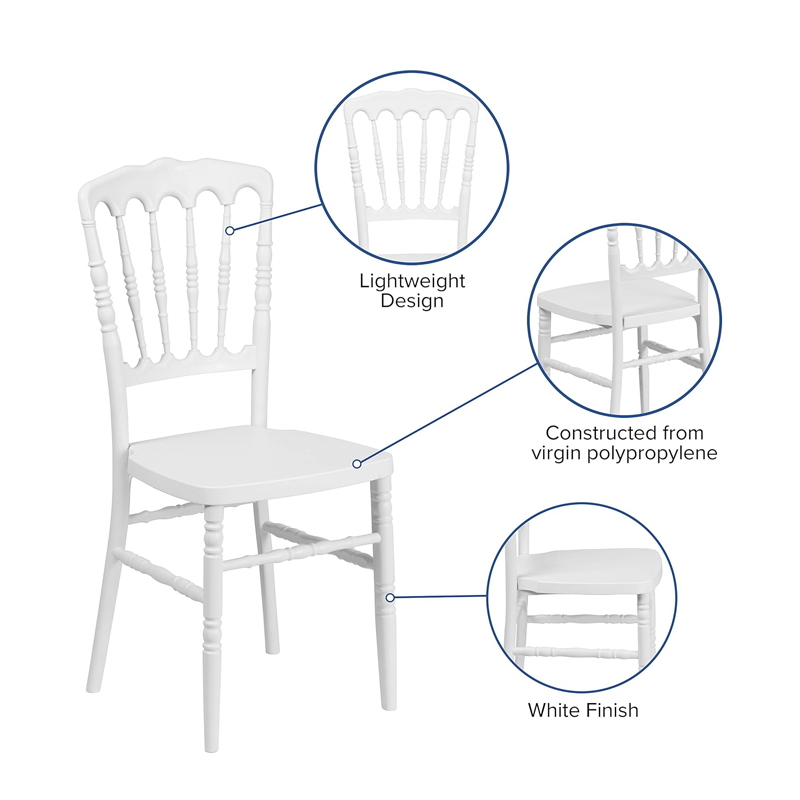 White Resin Stacking Napoleon Chair for Wedding Party