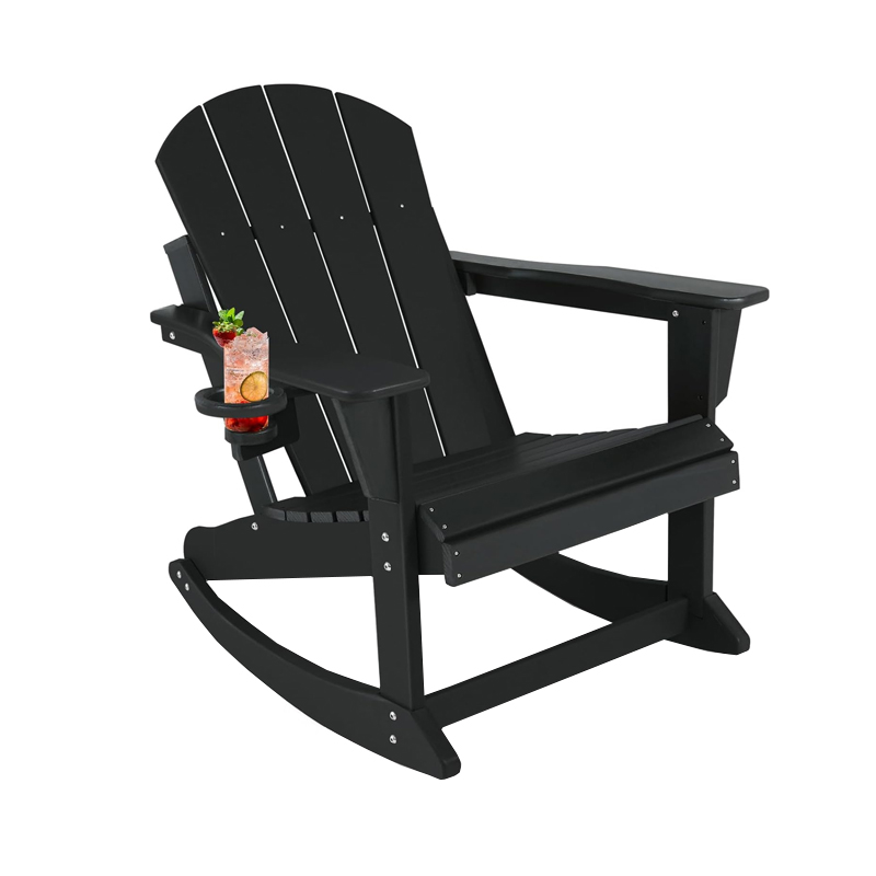 Black color HDPE Adirondack Rocking Chair for Outdoor 