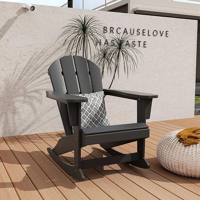 Black color HDPE Adirondack Rocking Chair for Outdoor 