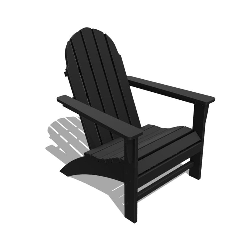 Outdoor Furniture Black HDPE Frame Stationary Adirondack Chair 
