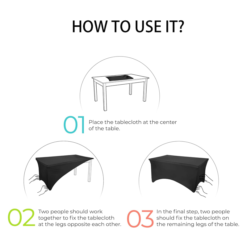 Tablecloth 6ft Fitted and Stretch Table Cover for Rectangle Tables