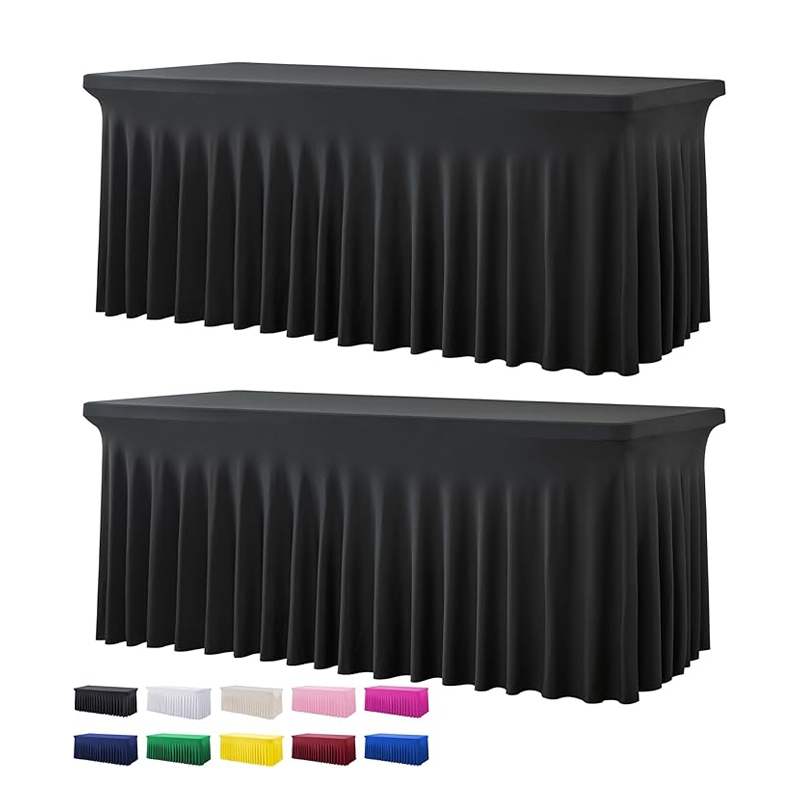 Black Spandex Table Covers for 6 Foot Rectangle Tables