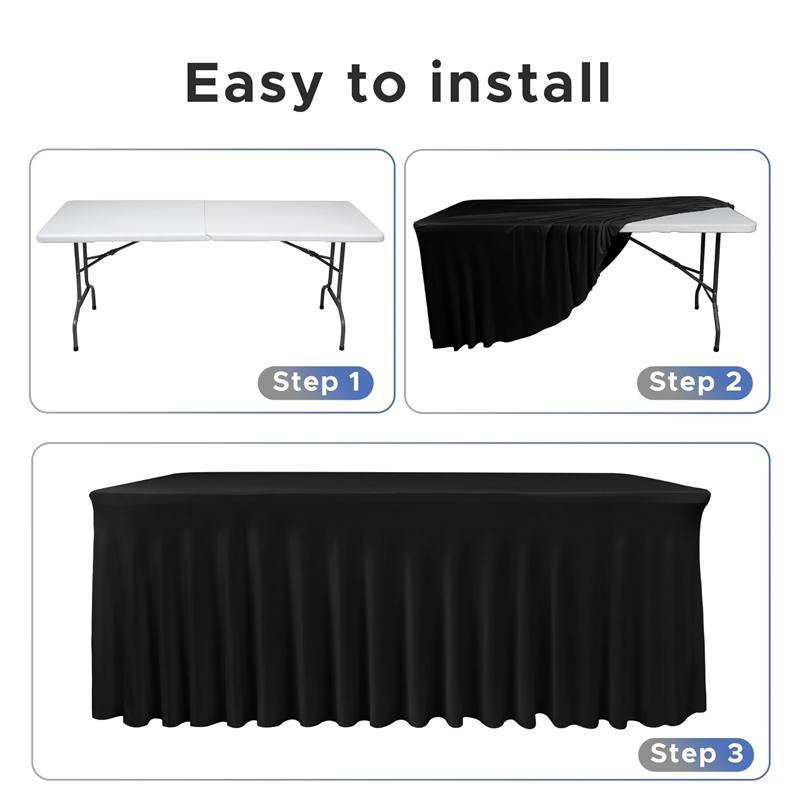  Black Spandex Table Covers for 6 Foot Rectangle Tables