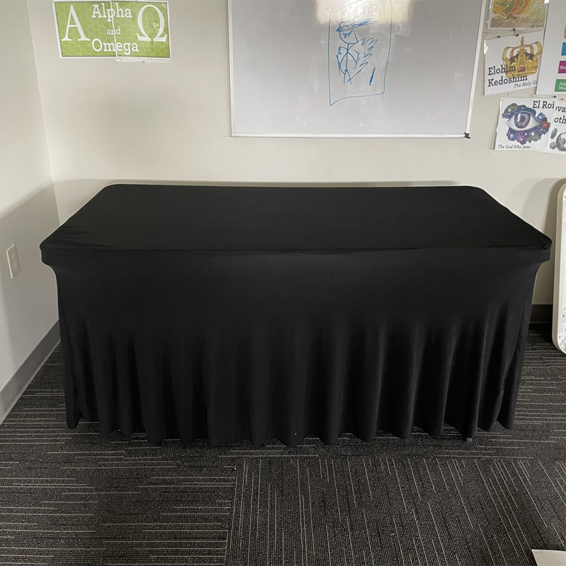 Black Spandex Table Covers for 6 Foot Rectangle Tables