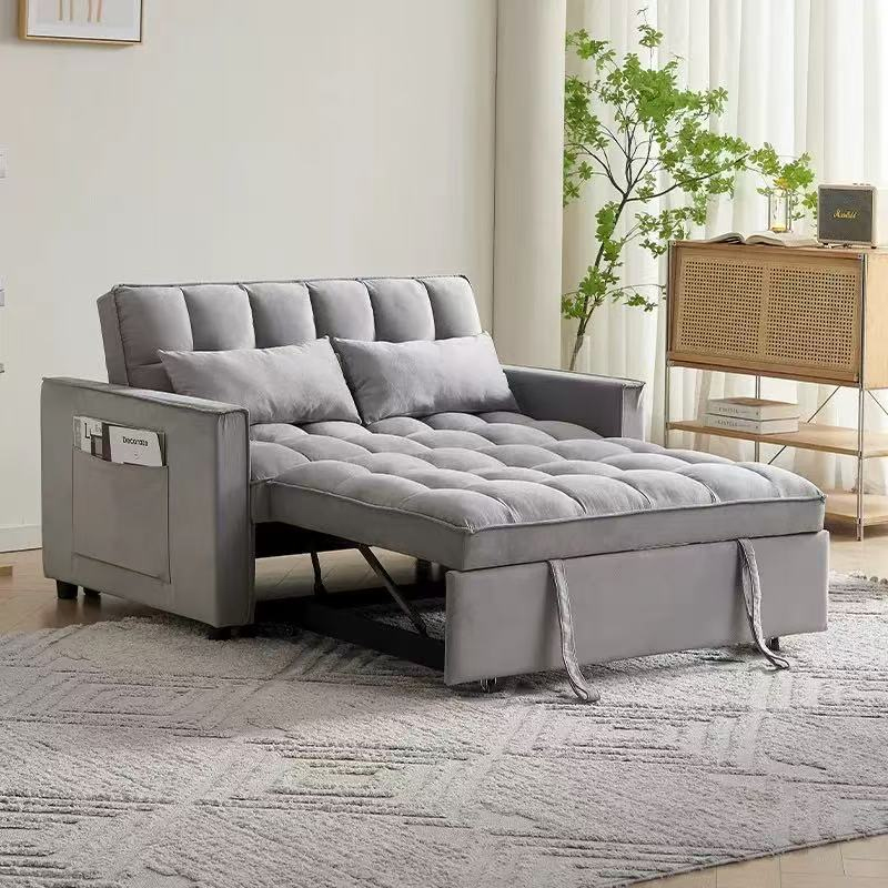 Foldable multi-functional double fabric sofa bed