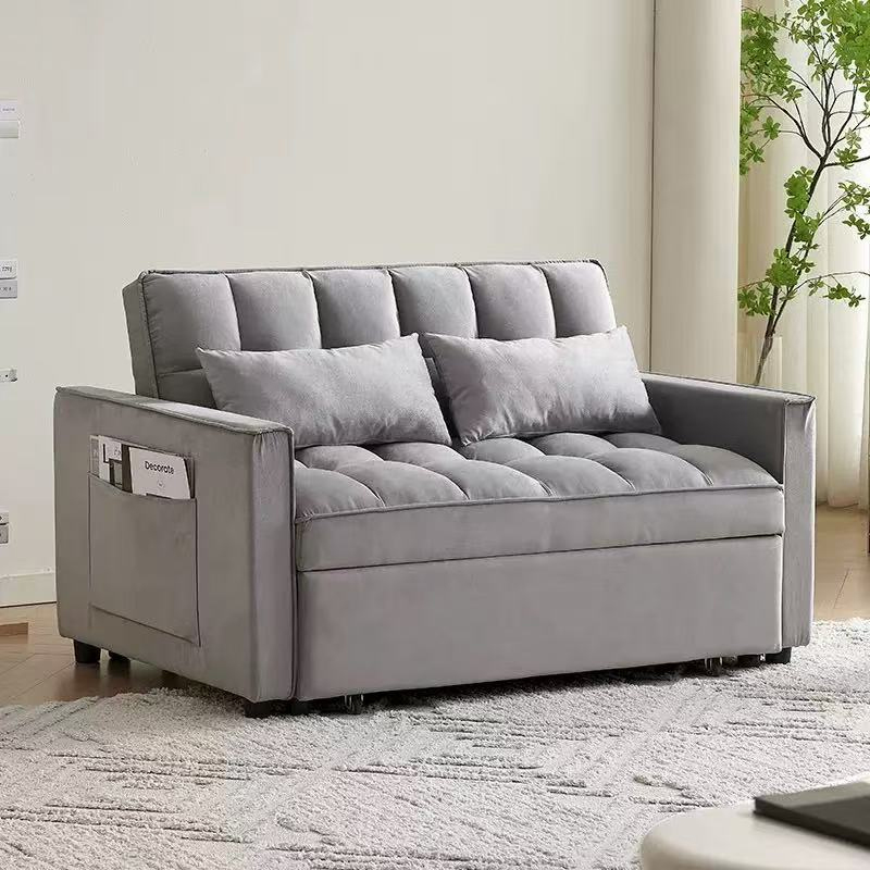 Foldable multi-functional double fabric sofa bed