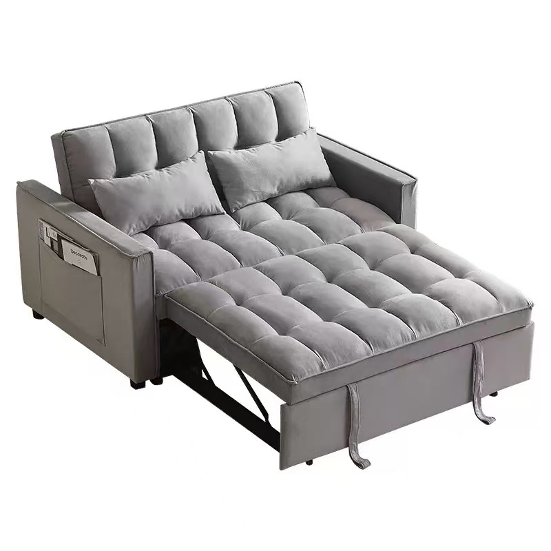 Foldable multi-functional double fabric sofa bed