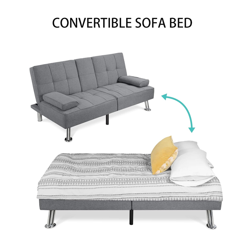 Modern Folding Futon, Reclining Sofa Bed for Apartment